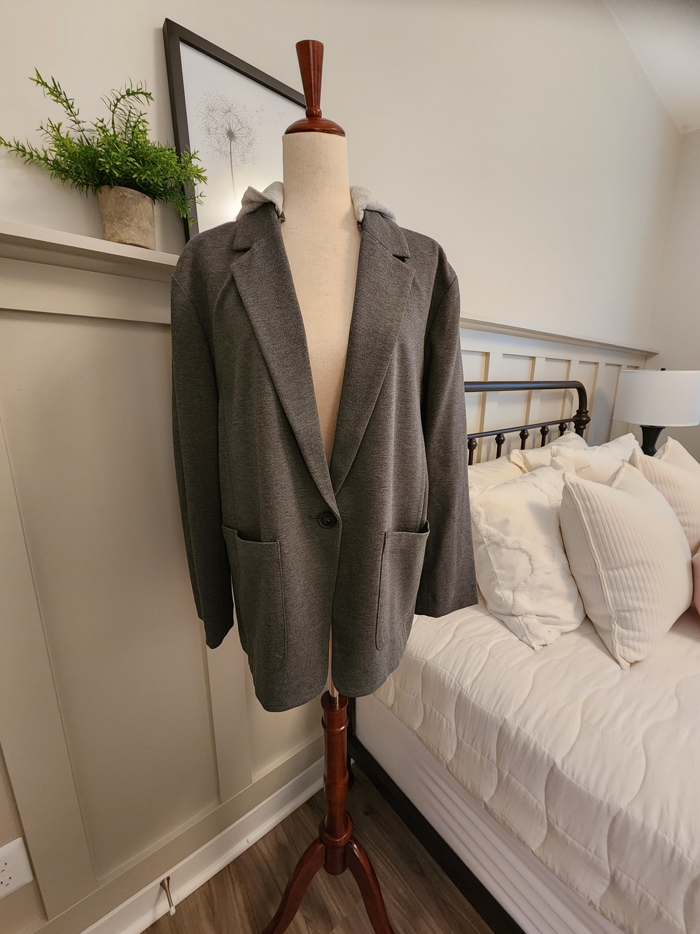 Lou & Grey Charcoal Relaxed Blazer With Removeable Hood